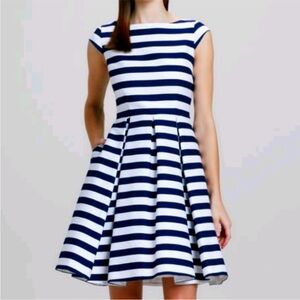 Kate Spade Navy & White Striped Mariella Dress Cap Sleeve Boat Neck